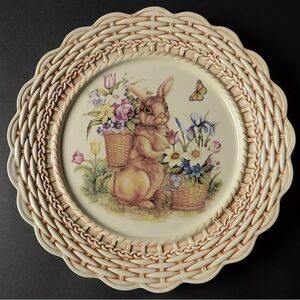 NFS 188 Cracker Barrel Cream and Brown Bunny Plate easter treasure